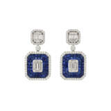 NO RESERVE | ILLUSION-SET SAPPHIRE AND DIAMOND EARRINGS - photo 1