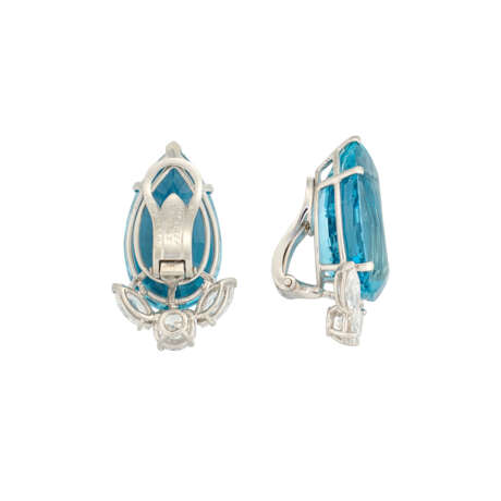 VAN CLEEF & ARPELS AQUAMARINE AND DIAMOND EARRINGS - photo 2