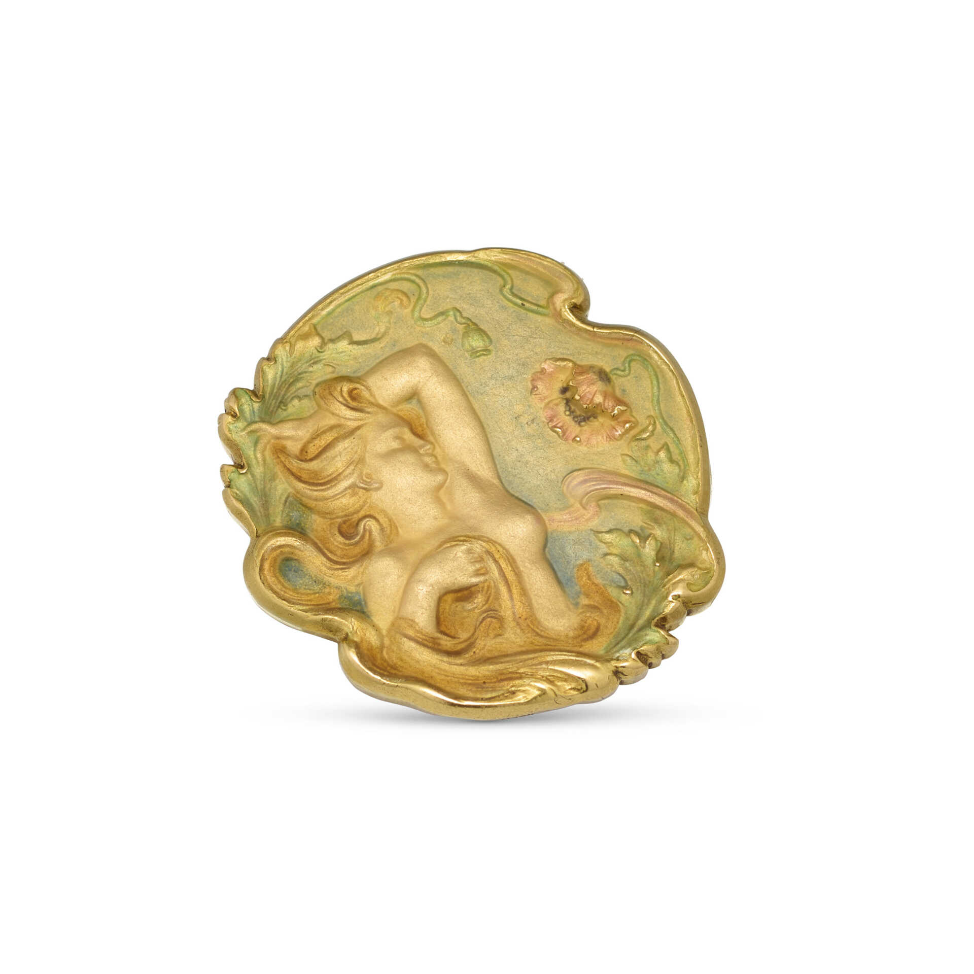 NO RESERVE | VEVER ART NOUVEAU GOLD AND ENAMEL BROOCH