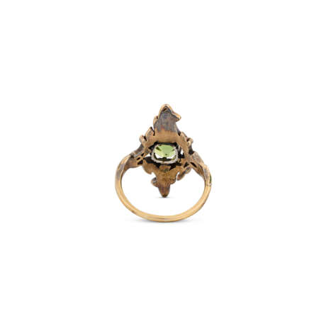 NO RESERVE | ART NOUVEAU PERIDOT AND ENAMEL FLOWER RING - photo 4