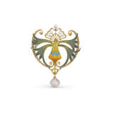 NO RESERVE | ATTRIBUTED TO GEORGES FOUQUET ART NOUVEAU PEARL, ENAMEL AND DIAMOND BROOCH - photo 1