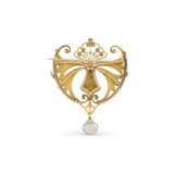 NO RESERVE | ATTRIBUTED TO GEORGES FOUQUET ART NOUVEAU PEARL, ENAMEL AND DIAMOND BROOCH - Foto 2