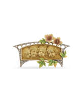 LOUIS AUCOC ART NOUVEAU GOLD, ENAMEL AND DIAMOND 'ENFANTS' BROOCH