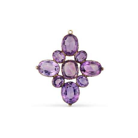 MID-19TH CENTURY AMETHYST RIVIÈRE NECKLACE AND CROSS PENDANT/BROOCH - Foto 3