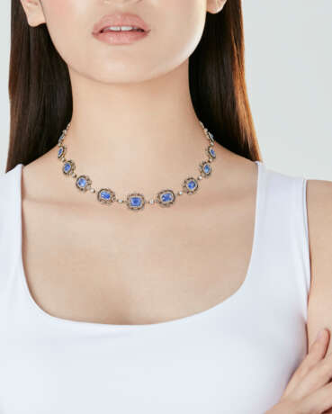 ANTIQUE SAPPHIRE AND DIAMOND NECKLACE - фото 4