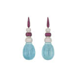 MICHELE DELLA VALLE AQUAMARINE, RUBY AND DIAMOND EARRINGS - Foto 1