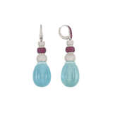 MICHELE DELLA VALLE AQUAMARINE, RUBY AND DIAMOND EARRINGS - Foto 2