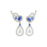 CHANEL SAPPHIRE AND DIAMOND EARRINGS - фото 1