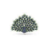 SAPPHIRE, TSAVORITE GARNET AND DIAMOND PEACOCK BROOCH/PENDANT - Foto 1