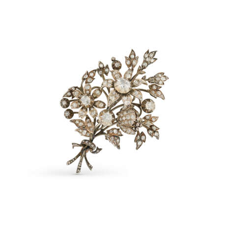 NO RESERVE | MID-19TH CENTURY DIAMOND FLOWER BROOCH - Foto 1