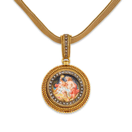 NO RESERVE | ARCHAEOLOGICAL REVIVAL GOLD, ENAMEL AND DIAMOND PENDENT NECKLACE - Foto 2