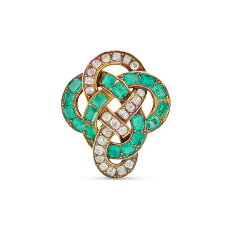 NO RESERVE | MID 19TH CENTURY EMERALD AND DIAMOND BROOCH - Foto 1