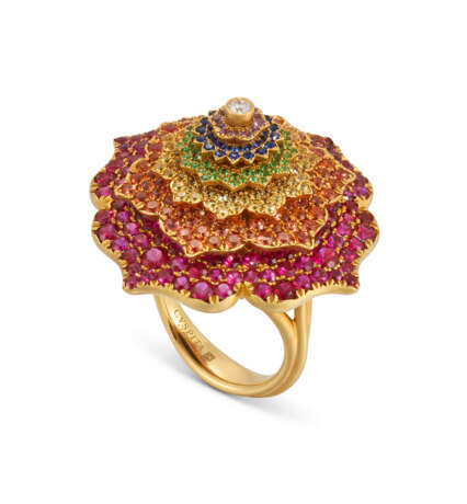 NO RESERVE | CASPITA MUTLI-GEM AND DIAMOND '7 CHAKRAS TOURBILLON' RING - photo 1