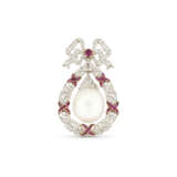 EARLY 20TH CENTURY NATURAL PEARL, RUBY AND DIAMOND BROOCH/PENDANT - photo 1