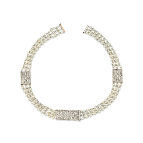 CARTIER EARLY 20TH CENTURY SEED PEARL AND DIAMOND CHOKER NECKLACE/BRACELETS - photo 3