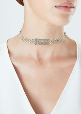 CARTIER EARLY 20TH CENTURY SEED PEARL AND DIAMOND CHOKER NECKLACE/BRACELETS - photo 4