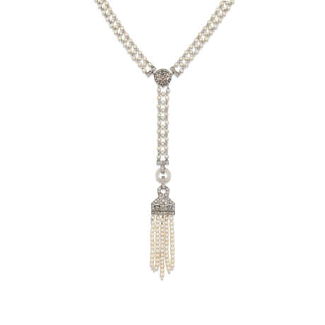 EARLY 20TH CENTURY PEARL, ROCK CRYSTAL AND DIAMOND NECKLACE - photo 2