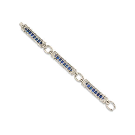 RAYMOND YARD ART DECO SAPPHIRE AND DIAMOND BRACELET - photo 2