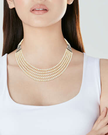 ART DECO NATURAL PEARL AND DIAMOND NECKLACE - photo 3