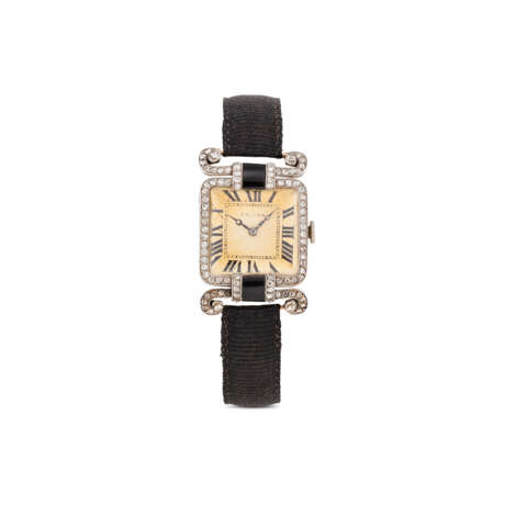 NO RESERVE | CARTIER LADY'S EARLY 20TH CENTURY DIAMOND AND ONYX WRISTWATCH - photo 1