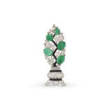 ART DECO EMERALD, ENAMEL AND DIAMOND BROOCH - Foto 1