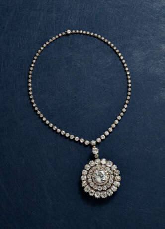 LATE 19TH CENTURY DIAMOND RIVIÈRE NECKLACE WITH DIAMOND PENDANT/BROOCH - photo 1