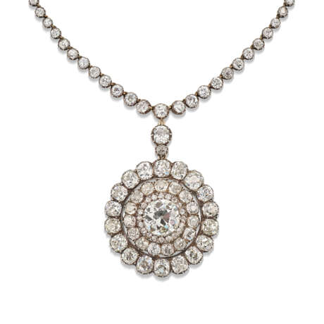 LATE 19TH CENTURY DIAMOND RIVIÈRE NECKLACE WITH DIAMOND PENDANT/BROOCH - photo 2