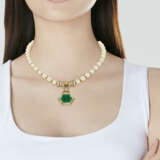 BULGARI EMERALD, CULTURED PEARL AND DIAMOND NECKLACE - фото 4