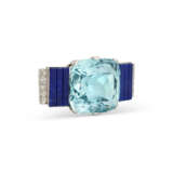 ART DECO AQUAMARINE, LAPIS LAZULI AND DIAMOND BROOCH - photo 2