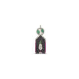 ART DECO EMERALD, RUBY, ONYX, DIAMOND, AMETHYST AND CUBIC ZIRCONIA PENDENT NECKLACE - photo 2