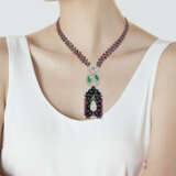 ART DECO EMERALD, RUBY, ONYX, DIAMOND, AMETHYST AND CUBIC ZIRCONIA PENDENT NECKLACE - photo 5