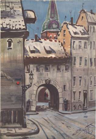 Swedish gate watercolor Mid-20th century - photo 2