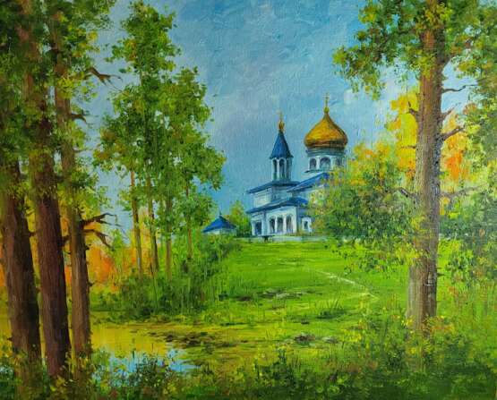 Тропа к храму Canvas Oil Classical Realism Landscape painting Russia 2024 - photo 1