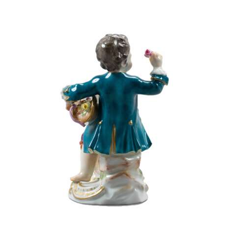 Boy with flowers. Meissen. Polychrome painting Rococo 20th century - photo 2