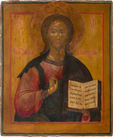 THREE ICONS SHOWING A DEISIS: CHRIST PANTOKRATOR FLANKED BY ST. JOHN THE FORERUNNER AND THE MOTHER OF GOD - photo 4