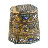 Russian silver cloisonn&eacute; enamel mug in neo-Russian style. 20th century. Silver 84 Cloisonné enamel Gilding Neo-Russian 20th century - photo 3