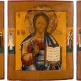 THREE ICONS FORMING A DEISIS SHOWING CHRIST PANTOKRATOR, THE MOTHER OF GOD AND ST. JOHN THE FORERUNNER - фото 1