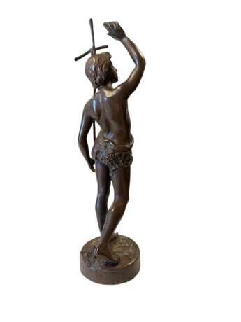 Emile Laporte (1858-1907) &amp;amp; Siot Paris Sculpture en bronze repr&eacute;sentant un jeune berger tenant une croix Bronce realism Late 19th century - photo 3