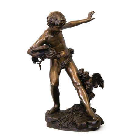 Boy with Roosters Paul CHEVRE Patinated bronze 19th century - photo 1