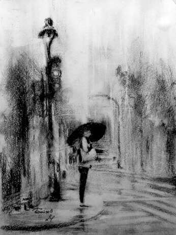 Домой Paper Charcoal Romanticism Landscape painting Россия Томск 2024 - photo 1