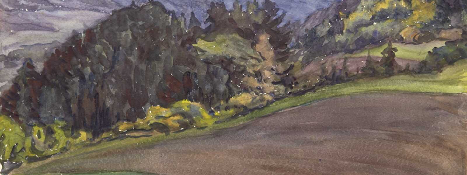 Hennemann-Bartsch, Helene (1885 Berlin-1964 Schwerin) &amp;quot;Berglandschaft&amp;quot;, Aquarell, unsign., rückseitig Nachlaßstempel, 39,5x50,5 cm, ungerahmt