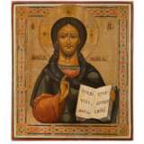 THREE PANELS FORMING A DEISIS: CHRIST PANTOKRATOR FLANKED BY THE MOTHER OF GOD AND ST. JOHN THE FORERUNNER - photo 1