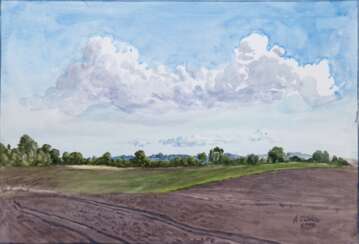 Tübke, Angelika (1935 Dessau) &amp;quot;Landschaft Dalliendorf bei Wismar&amp;quot;, Aquarell, sign. u.r. und dat. 1999, 16,5x24 cm, ungerahmt (Sie studierte 1959 an der Hochschule für Grafik und Buchkunst Leipzig u. a. …