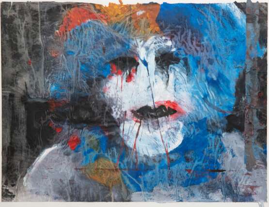 Moderner Künstler 20. Jh. "Clown", Mischtechnik, unsign., 50,5x41 cm, hinter Glas und Rahmen - photo 1