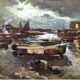 Girodana, Felice (1880 Neapel-1964 Capri) "Hafen bei Nacht", Öl/Lw., sign. u.r., 50x67 cm, Rahmen - photo 1