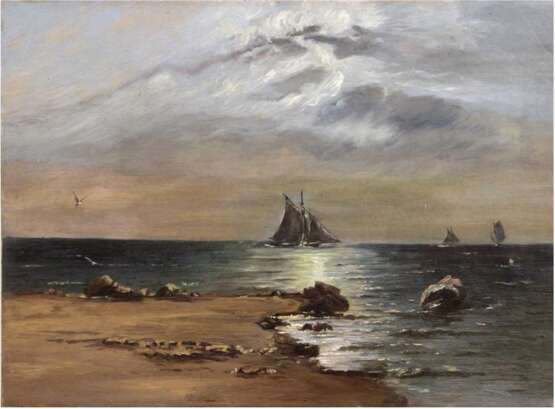 Marinemaler um 1900 "Segelschiffe vor Küste", Öl/Lw., unsign., 48x65 cm - photo 1