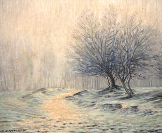 Respa, M.G. "Winterlandschaft", Öl/Mp., sign. u.l. und dat.´57, 32x38 cm, Rahmen - Foto 1