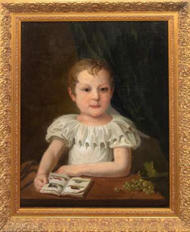 Maler um 1900 "Kind mit Buch", Öl/ Lw., unsign., 60x48 cm, Rahmen - Foto 1