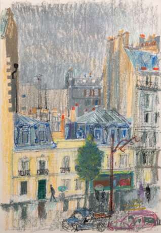 Mende, Heribert (20. Jh.) "Boulevard Montparnasse", Aquarell, unsign. und dat. "6.9.63", 50x32,5 cm, ungerahmt - photo 1