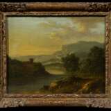 Zwei Gemälde: Bergige Flusslandschaft mit Personen. Sowie Sonnenaufgang in Landschaft - photo 4